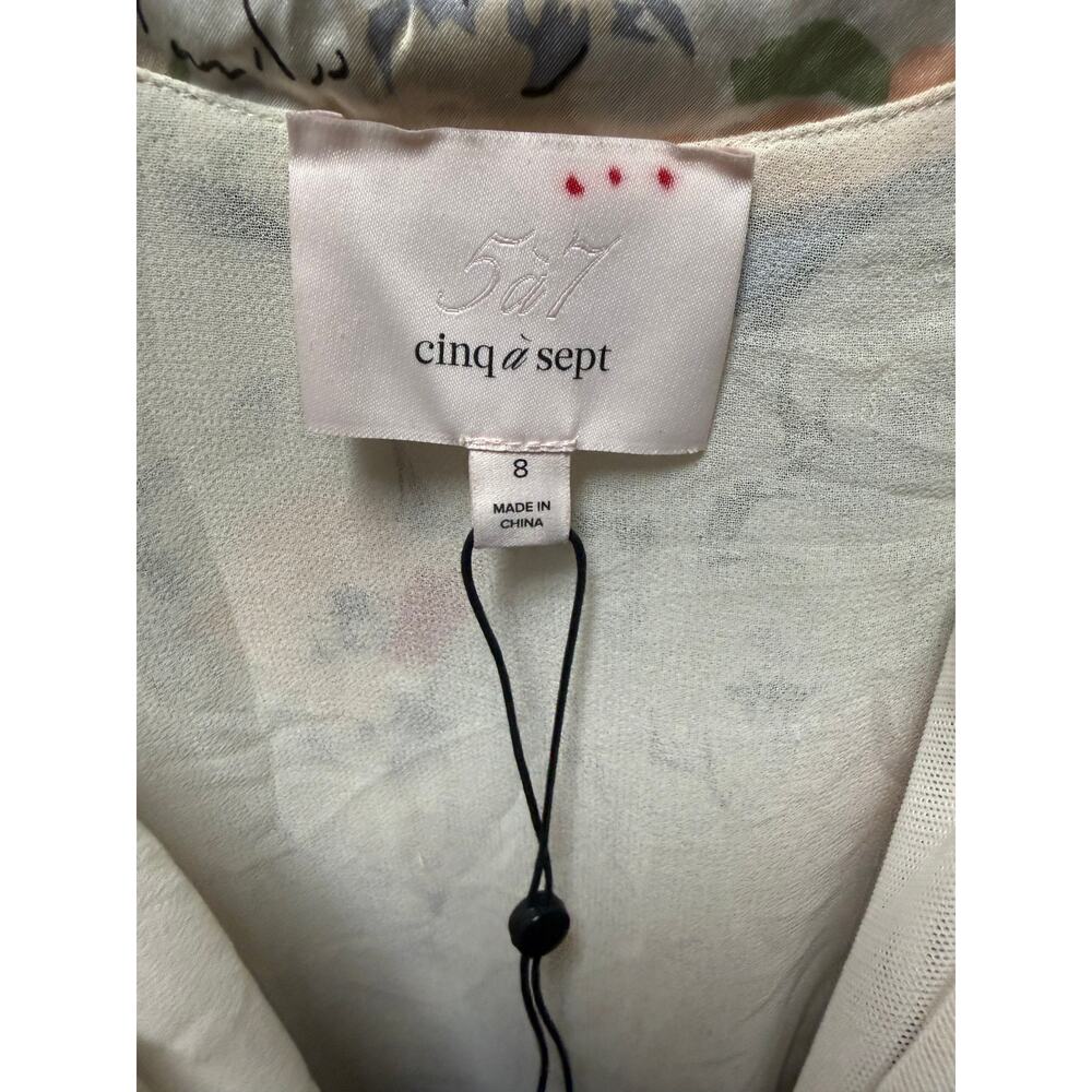 NWT Cinq à Sept Ciara Painted Garden-Print Dress Cream Size 8 - Picture 7 of 9